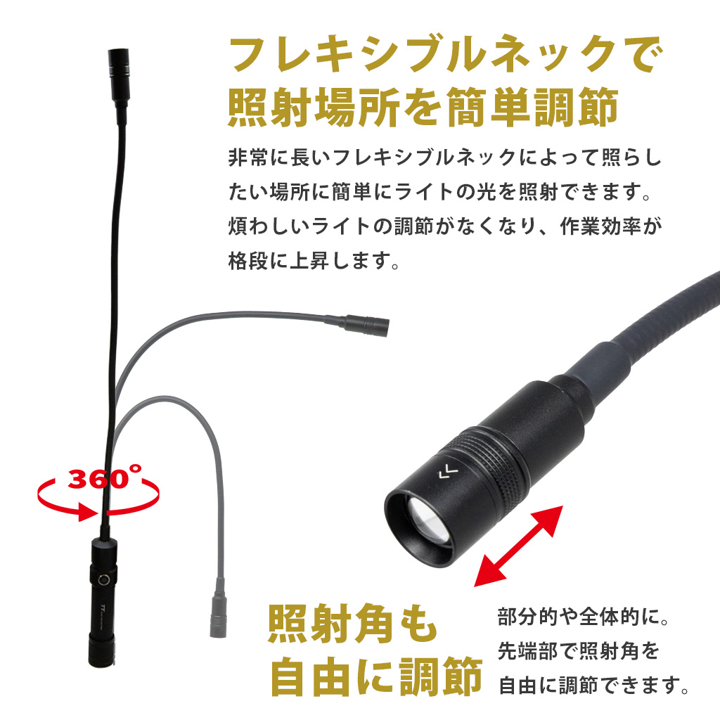 ツバキラボツールズ 木工旋盤 ワークライト LED 充電式 フレキシブル マグネット USB 防水 工作機械 アウトドア 車両整備 LEDライト